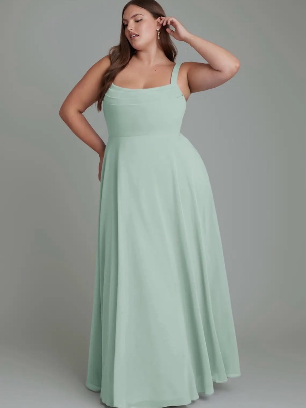Azazie Agave A-Line Pleated Chiffon Dress